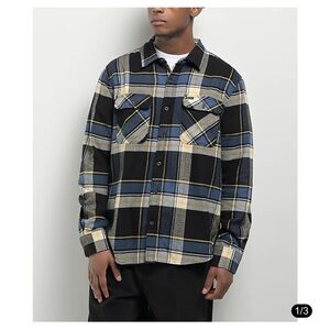 Brixton Bowery Joe Blue Flannel Shirt Size Large